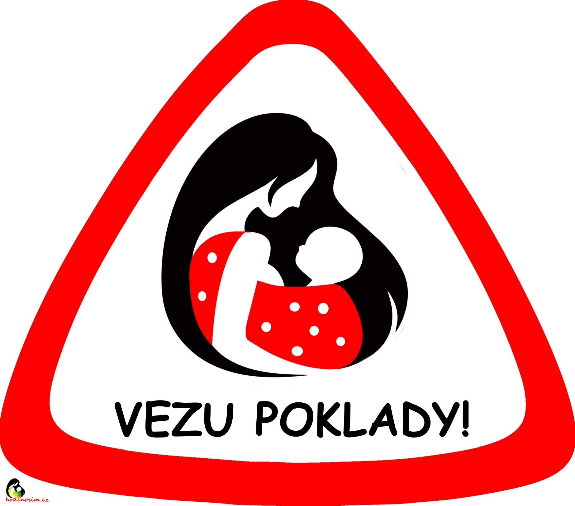 Samolepka na auto " Vezu poklady" červený puntík
