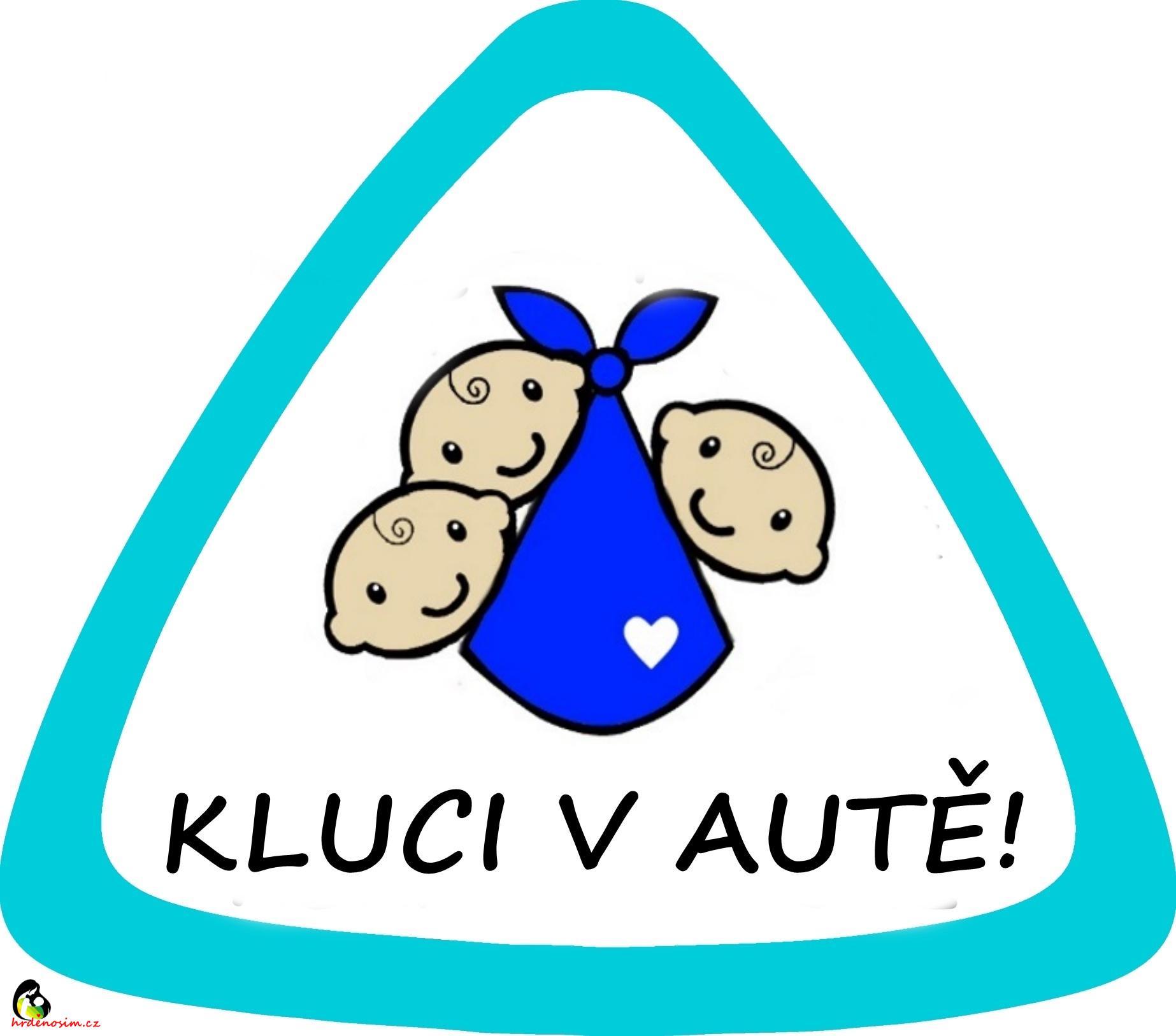 Samolepka na auto " 3 kluci v autě "modrá