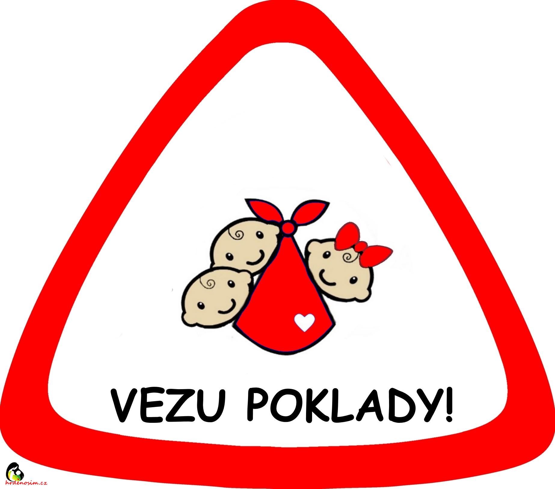 Samolepka na auto " vezu poklady 3 děti "celočervená