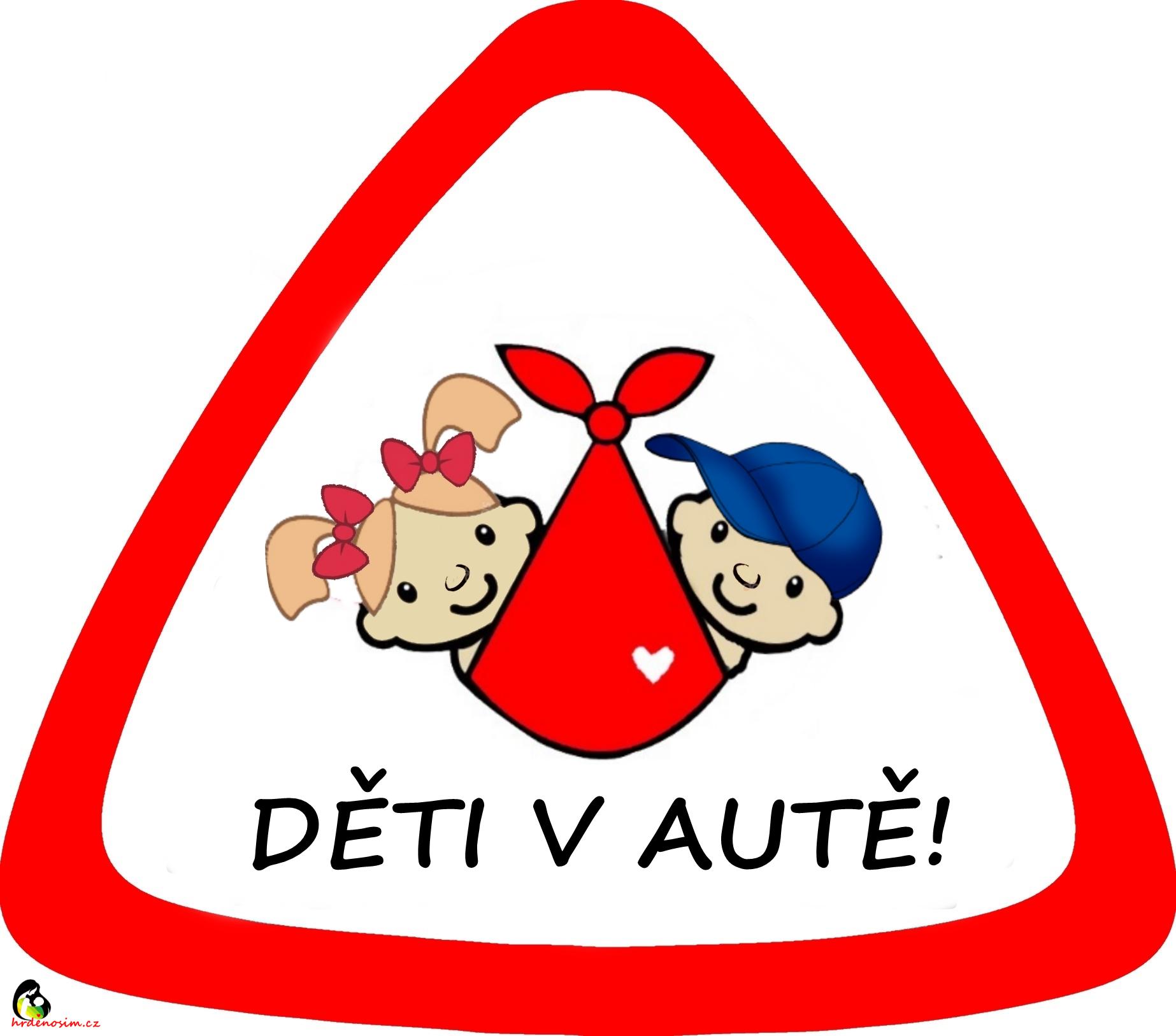 Samolepka na auto " děti v autě" červená