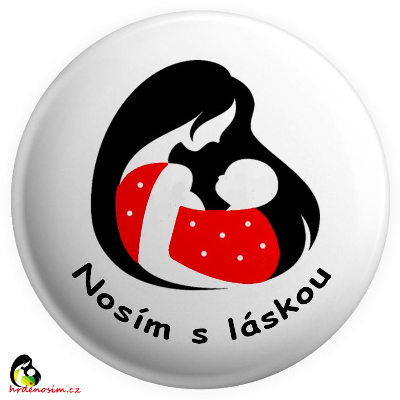 Placka „Nosím s láskou" puntík červená
