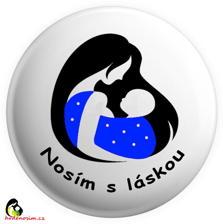 Placka „Nosím s láskou" puntík modrá