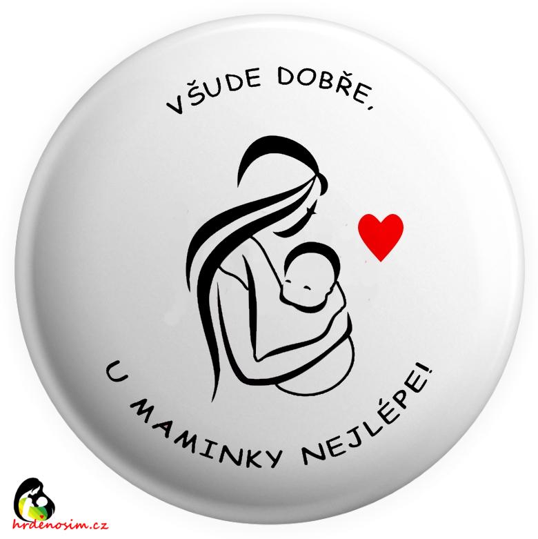 Placka 56mm „Všude dobře" černobílá