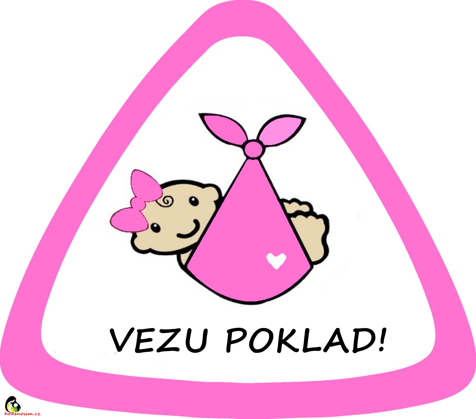 Samolepka na auto " Vezu poklad" růžový uzlík