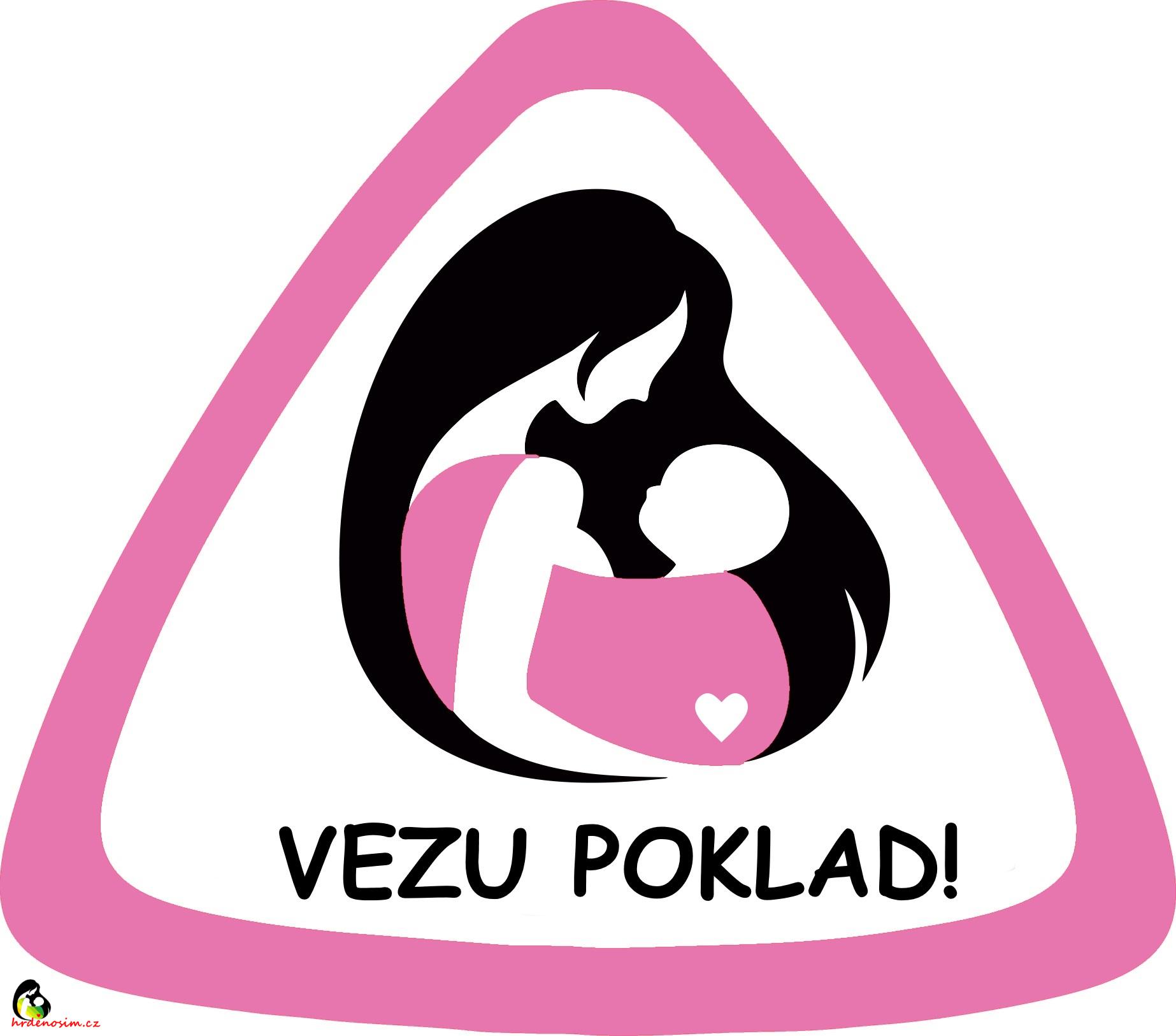 Samolepka na auto " Vezu poklad" růžová srdíčko
