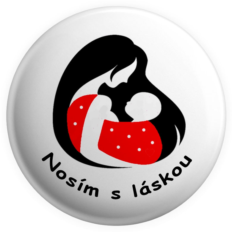 Placka „Nosím s láskou" puntík různé barvy