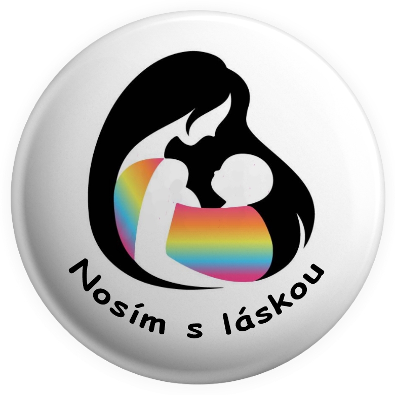 Placka „Nosím s láskou“ duhová