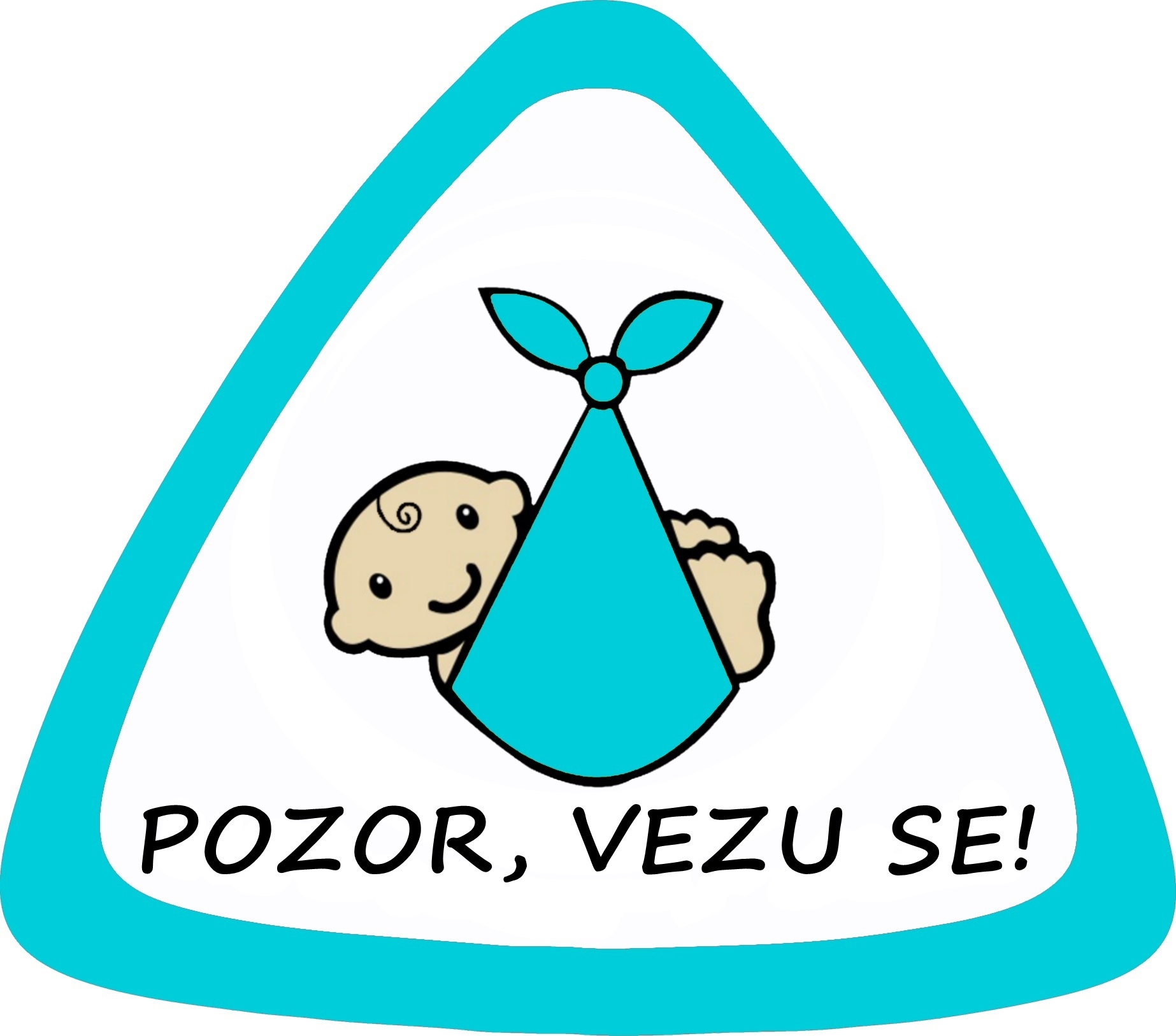 Samolepka na auto "Pozor, vezu se" celomodrá