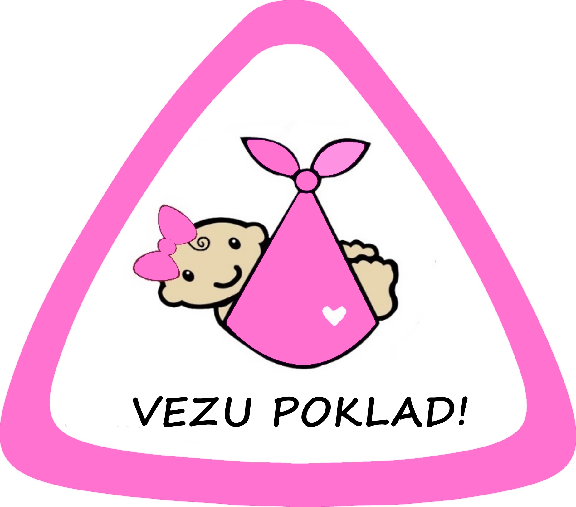 Samolepka na auto " Vezu poklad" růžový uzlík