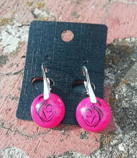 Klapky růžové,motiv nošení, Ag 925/1000