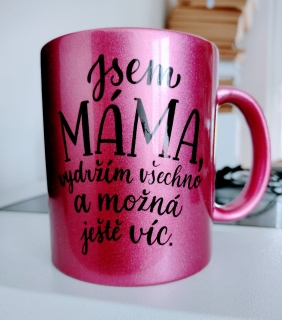 Hrnek celobarevný růžový Jsem máma 